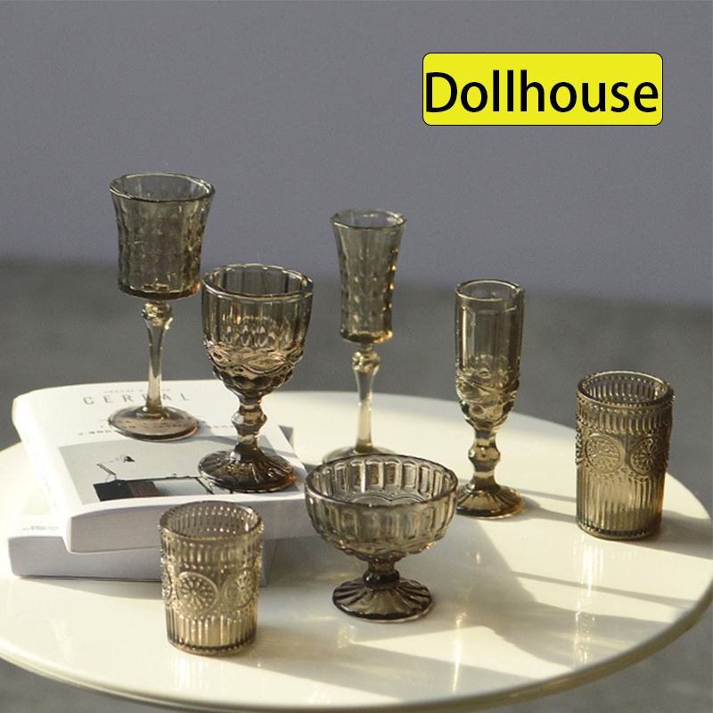Model Kitchen Set - 7Pcs/Set 1:6 Miniature Water Cup Carved