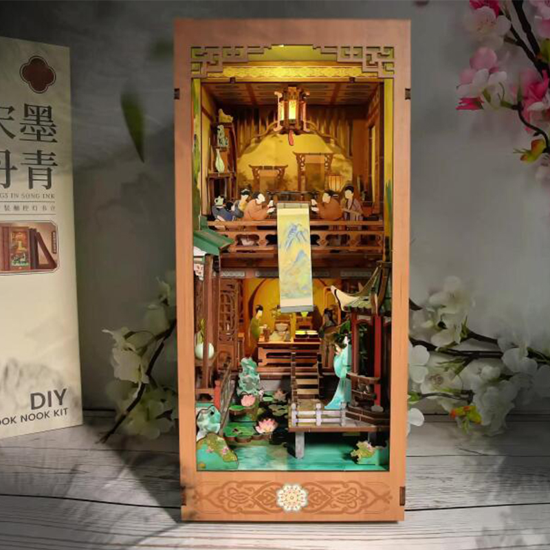 Model Kit House - DIY Wooden Book Nook Shelf Insert