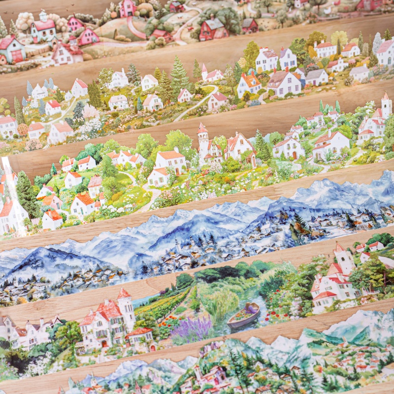 Masking Tape Thin - 6 Rolls 6Cm×200Cm Village Themed Tape