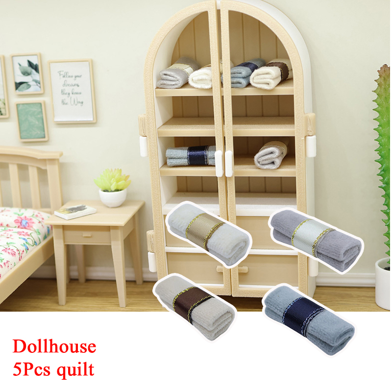 Model Kit House - 5Pcs 1/12 Dollhouse Mini Quilt Kit