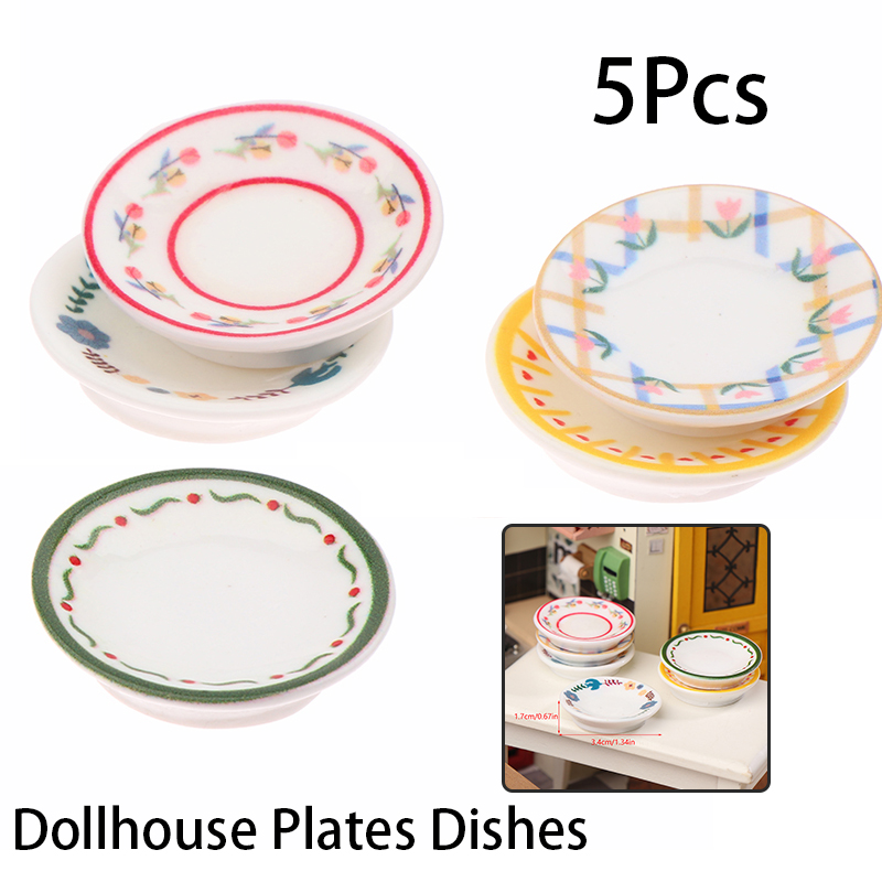 5Pcs 1/12 Dollhouse Mini Plate - огляд і ціна Model Kitchen Set